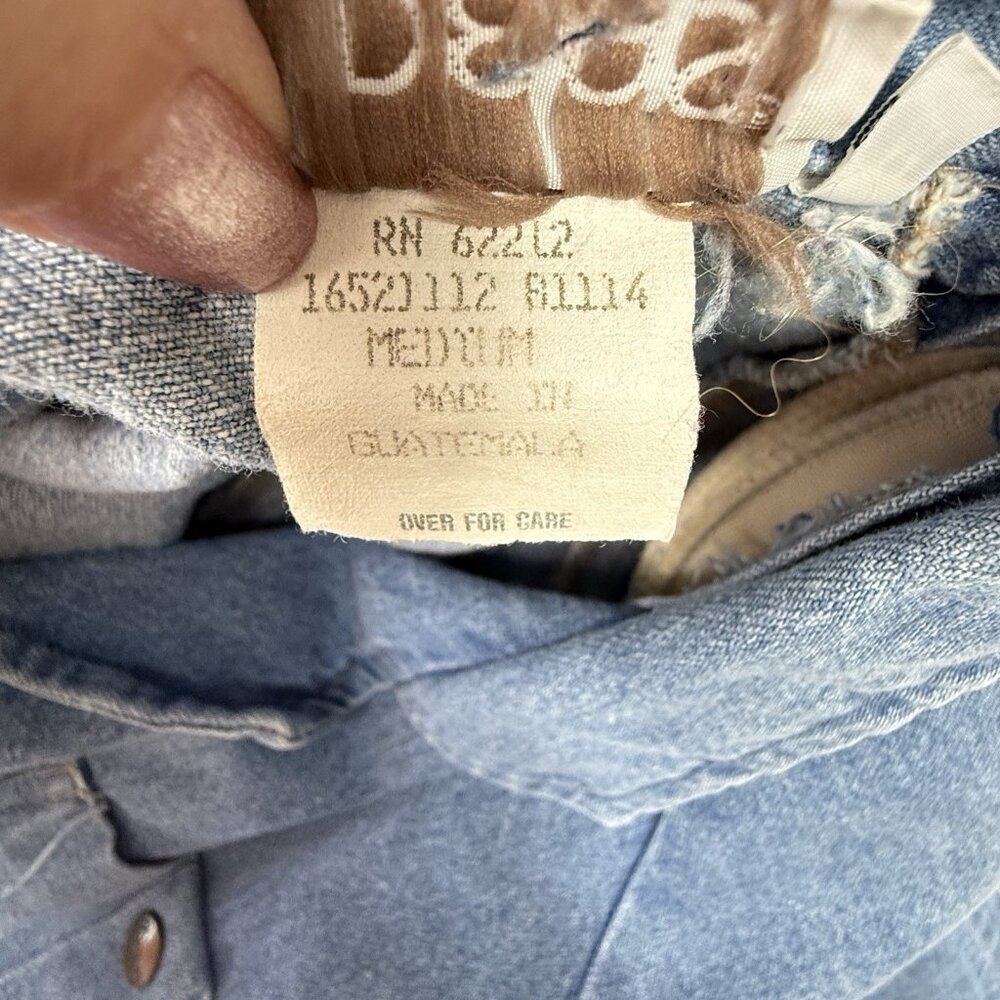 Vintage Ideas Dress Womens M Midi Denim Snap Western Elastic Waist Pockets READ - Picture 6 of 10